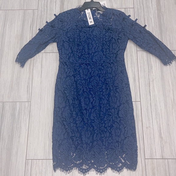 NWT Misslook Blue Lace Overlay Sheath Dress sz6 - Picture 4 of 5